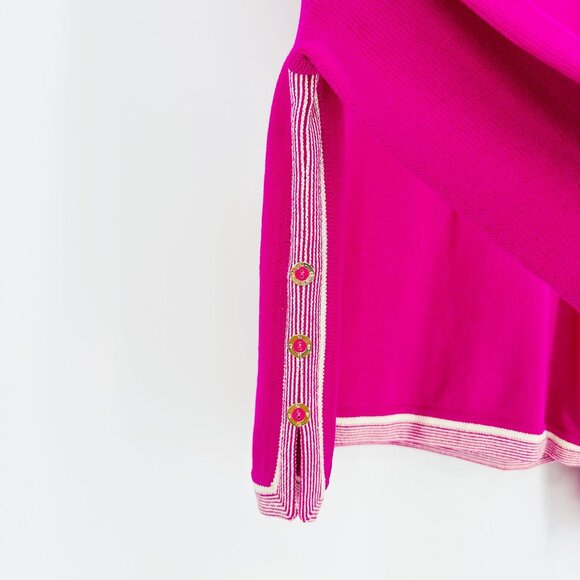 St. John Vintage Pink Santana Knit Long Sleeve Button Side Turtle Neck Sweater M - Picture 8 of 9